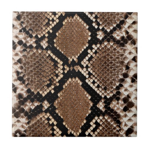 Exotic Faux Snakeskin Photographic Pattern Ceramic Tile