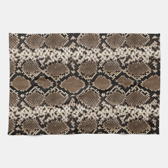 Exotic Faux Snakeskin Photographic Pattern Kitchen Towel (Horizontal)