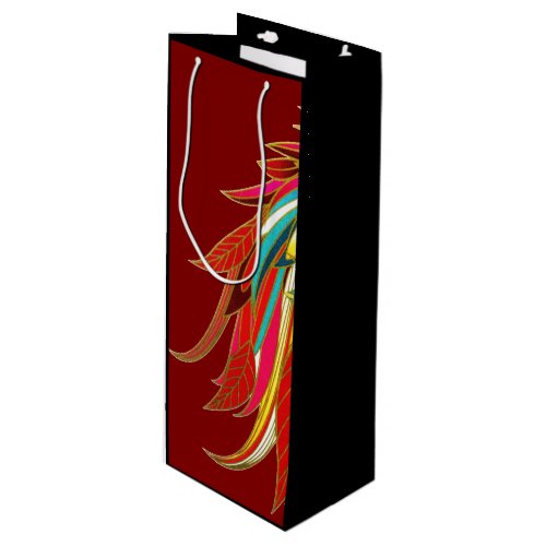 Exotic Feathers Red and Black Wine Gift Bag