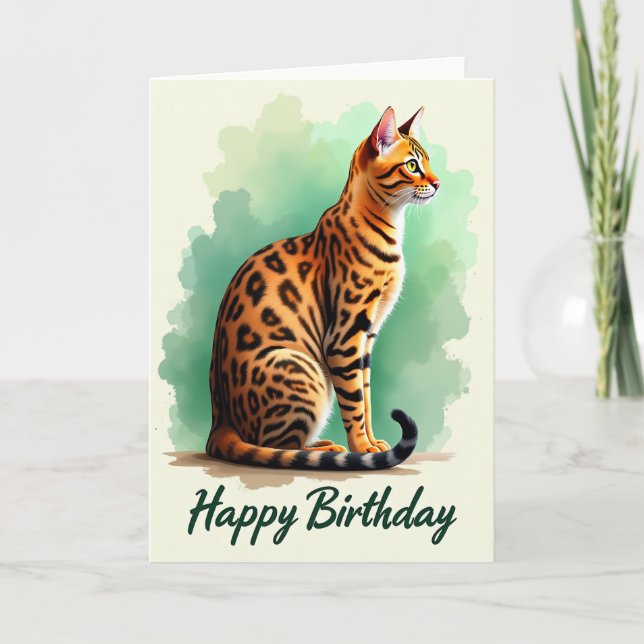 Exotic Feline Birthday Card (Front)