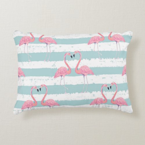 Exotic Flamingo Striped Background Pattern Accent Pillow