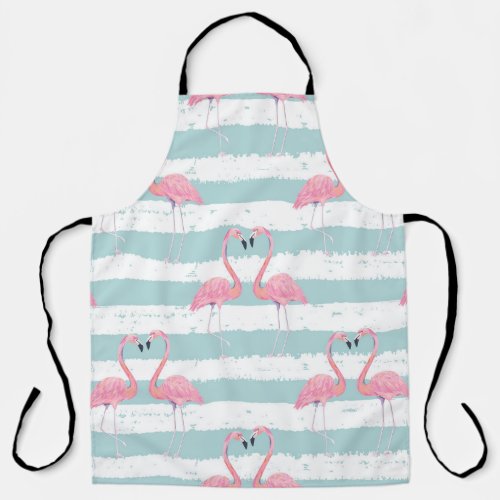 Exotic Flamingo Striped Background Pattern Apron