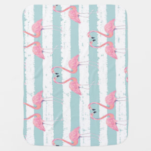 Exotic Flamingo Striped Background Pattern Baby Blanket