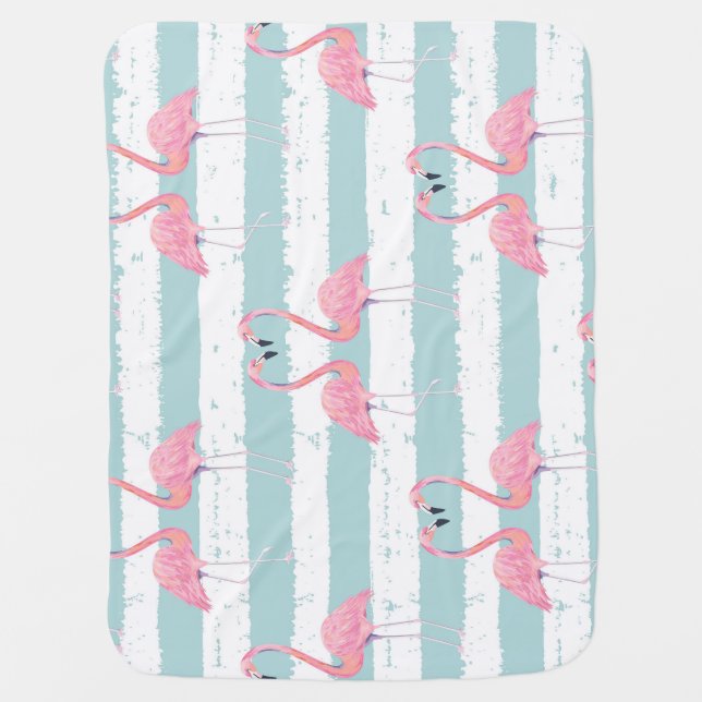 Exotic Flamingo Striped Background Pattern Baby Blanket (Front)