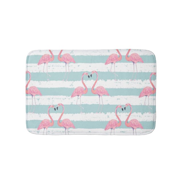 Exotic Flamingo Striped Background Pattern Bath Mat (Front)