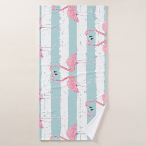 Exotic Flamingo Striped Background Pattern Bath Towel