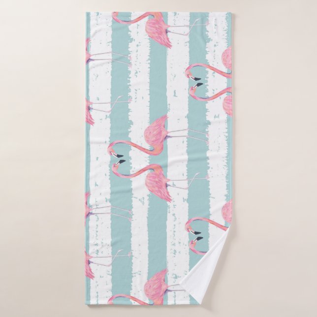 Exotic Flamingo Striped Background Pattern Bath Towel (Bath Towel)