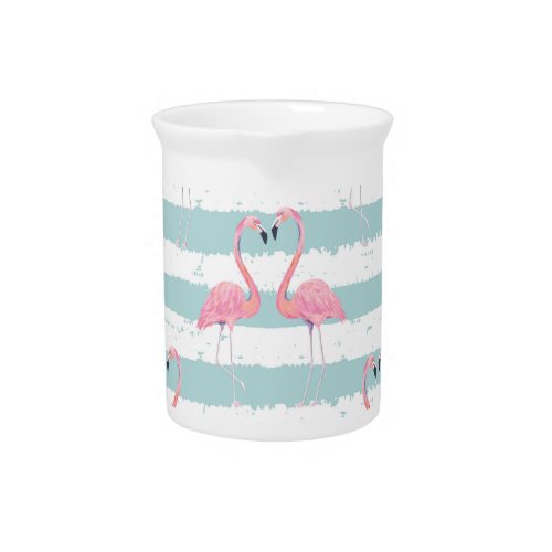 Exotic Flamingo Striped Background Pattern Beverage Pitcher