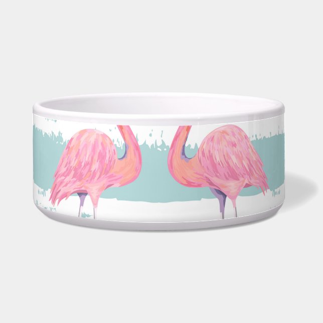 Exotic Flamingo Striped Background Pattern Bowl (Front)