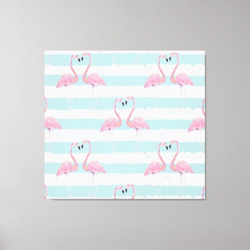 Exotic Flamingo Striped Background Pattern Canvas Print