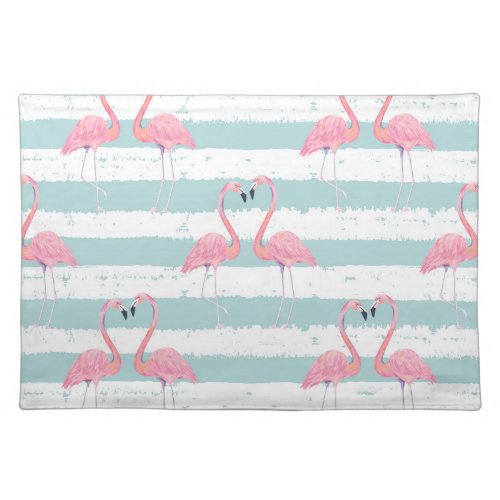 Exotic Flamingo Striped Background Pattern Cloth Placemat