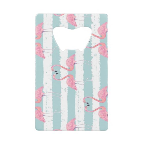 Exotic Flamingo Striped Background Pattern Credit Card Bottle Opener