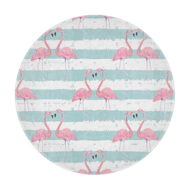 Exotic Flamingo Striped Background Pattern Cutting Board (Front)