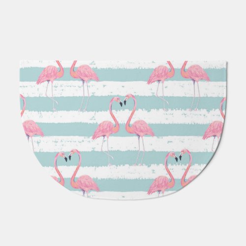 Exotic Flamingo Striped Background Pattern Doormat