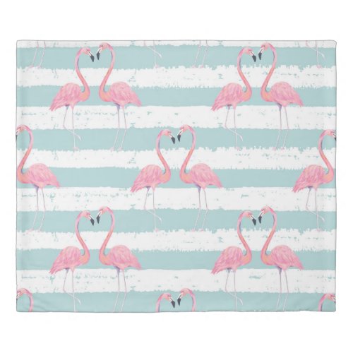 Exotic Flamingo Striped Background Pattern Duvet Cover