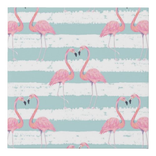 Exotic Flamingo Striped Background Pattern Faux Canvas Print