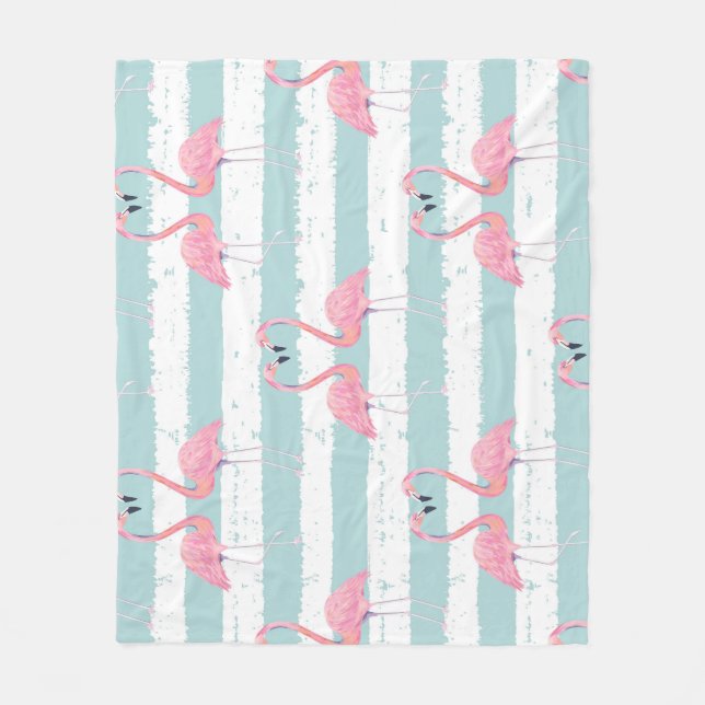 Exotic Flamingo Striped Background Pattern Fleece Blanket (Front)
