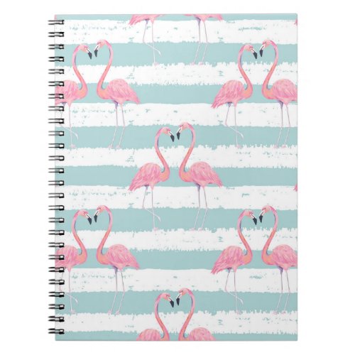 Exotic Flamingo Striped Background Pattern Notebook