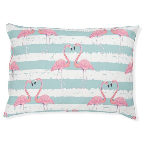 Exotic Flamingo Striped Background Pattern Pet Bed