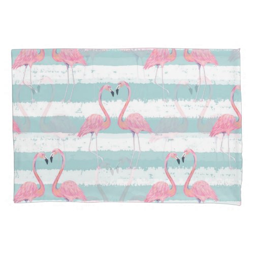 Exotic Flamingo Striped Background Pattern Pillow Case