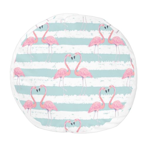 Exotic Flamingo Striped Background Pattern Pouf