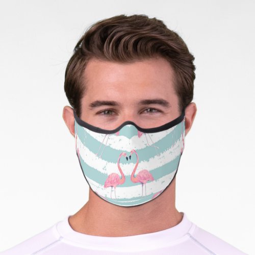 Exotic Flamingo Striped Background Pattern Premium Face Mask