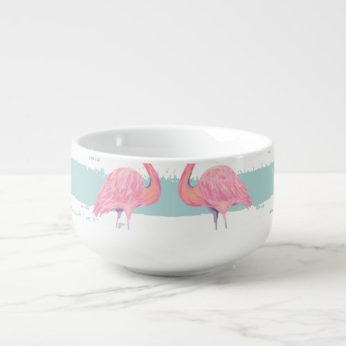 Exotic Flamingo Striped Background Pattern Soup Mug
