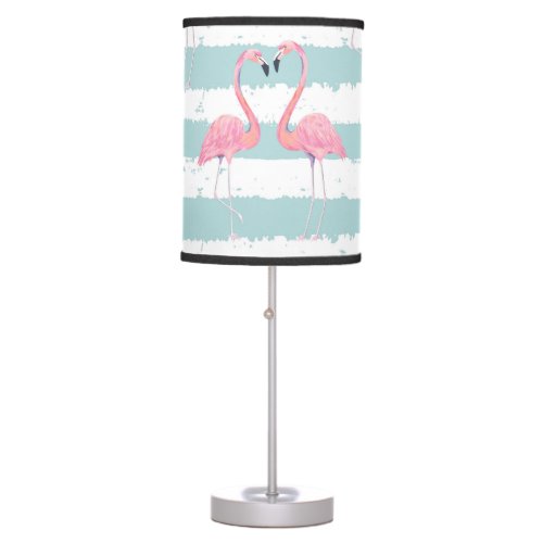 Exotic Flamingo Striped Background Pattern Table Lamp