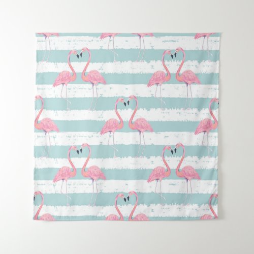 Exotic Flamingo Striped Background Pattern Tapestry