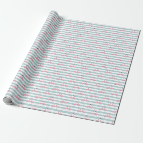Exotic Flamingo Striped Background Pattern Wrapping Paper