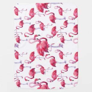 Exotic Flamingo Watercolor Bird Baby Blanket