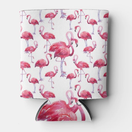 Exotic Flamingo Watercolor Bird Can Cooler