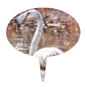 Exotic Flamingo Watercolor Cake Topper
