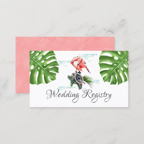 Exotic Flamingo Wedding Registry Enclosure Business Card