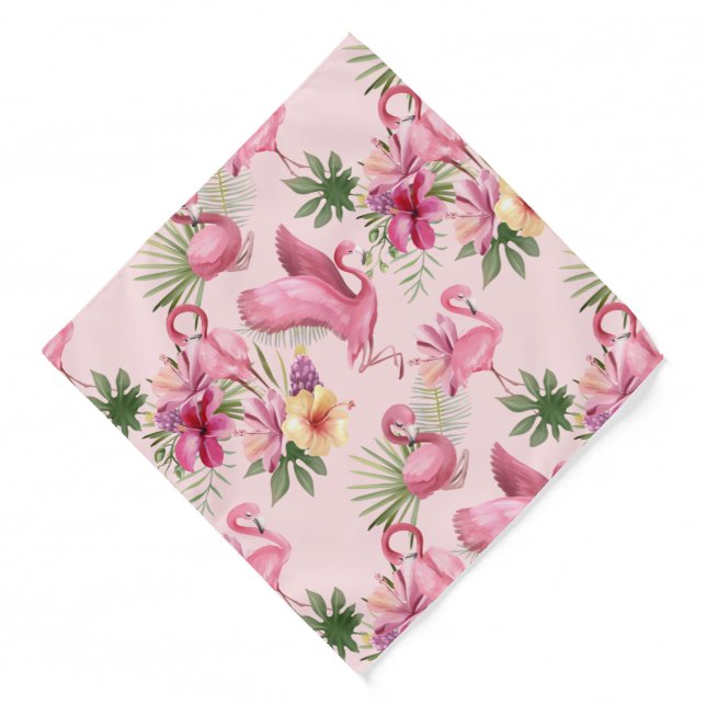 Exotic Flamingos And Flowers Bandana (Front)