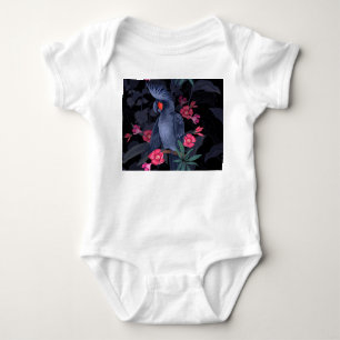 Exotic Floral Black Parrot: Tropical Nature Baby Bodysuit