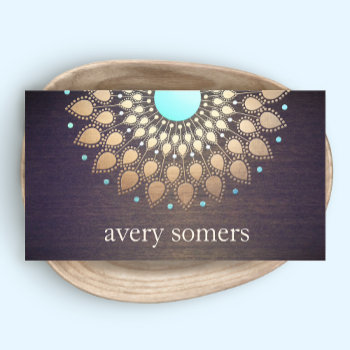Exotic Floral Gold Ornate Lotus Flower Wood Business Card by sm_business_cards at Zazzle