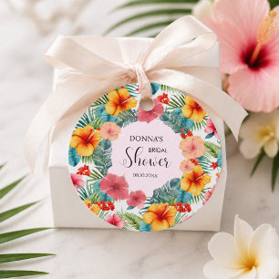 Exotic Floral Hawaiian Bridal Shower Favor Tags