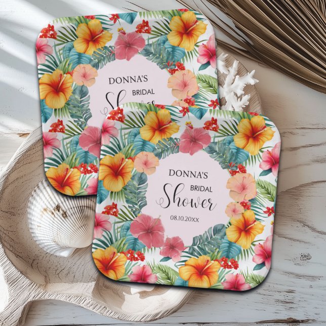 Exotic Floral Hawaiian Bridal Shower Paper Plates (Creator Uploaded)