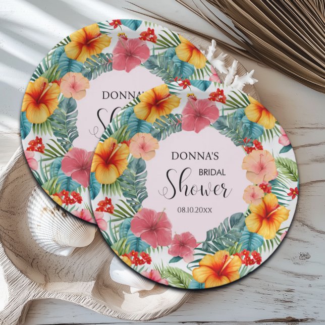 Exotic Floral Hawaiian Bridal Shower Paper Plates (Creator Uploaded)