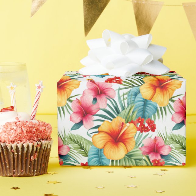 Exotic Floral Hawaiian  Wrapping Paper (Birthday Party)