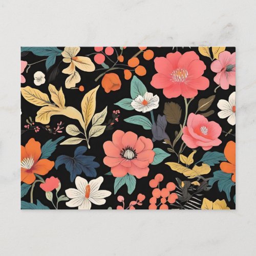 Exotic Floral in a Retro Botanical Postcard