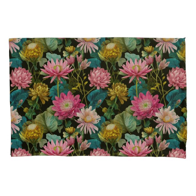Exotic Floral Pattern BOHO Chic Tropical Foliage  Pillow Case (Front)