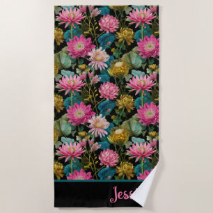 Exotic Floral Pattern Lush Tropical Foliage Name  Beach Towel