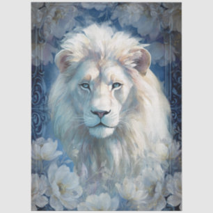 Exotic Floral White Lion Head Decoupage Tissue Paper