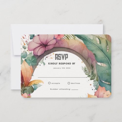 Exotic Flower Arch Summer Garden Wedding RSVP Card