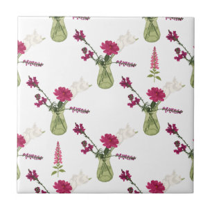 Exotic flower arrangement in glass ceramic tile