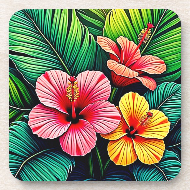 Exotic Flower Garden Dreams Beverage Coaster (Front)