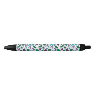 Exotic flower pattern black ink pen