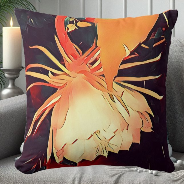 Exotic Flower White Bramha Lotus Floral Spiritual Throw Pillow (Exotic Flower White Bramha Lotus Floral Spiritual Throw Pillow)